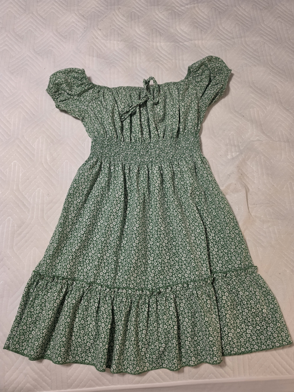 SHEIN Green Floral Milkmaid Dress